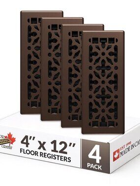 Decor Grates Gothic Floor Registers 4-Pack 4x12 Rubbed Bronze